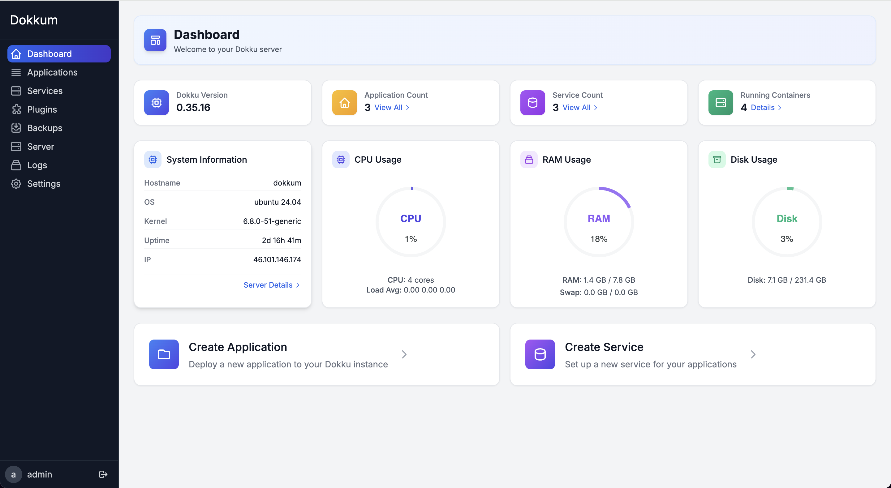 Dokkum Dashboard Interface