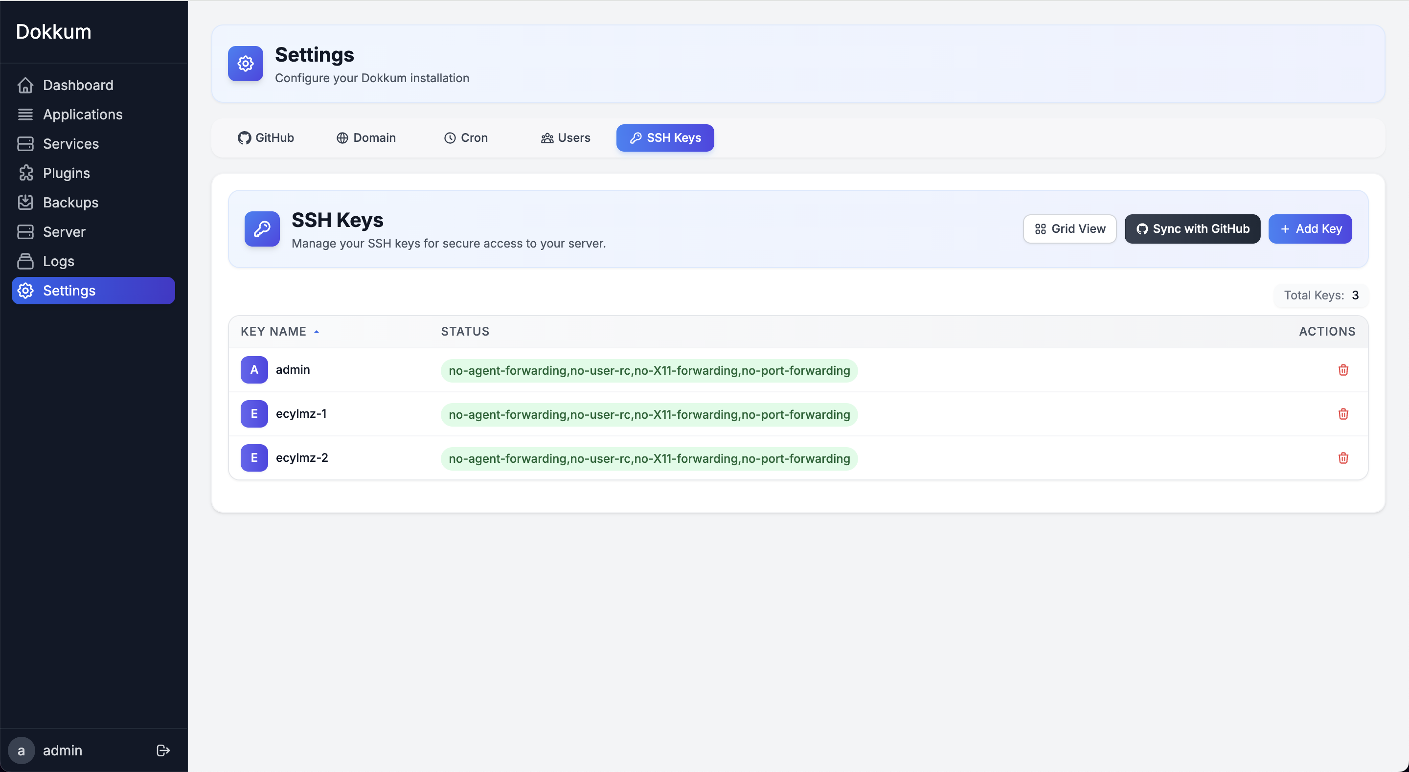 Dokkum SSH Key Management
