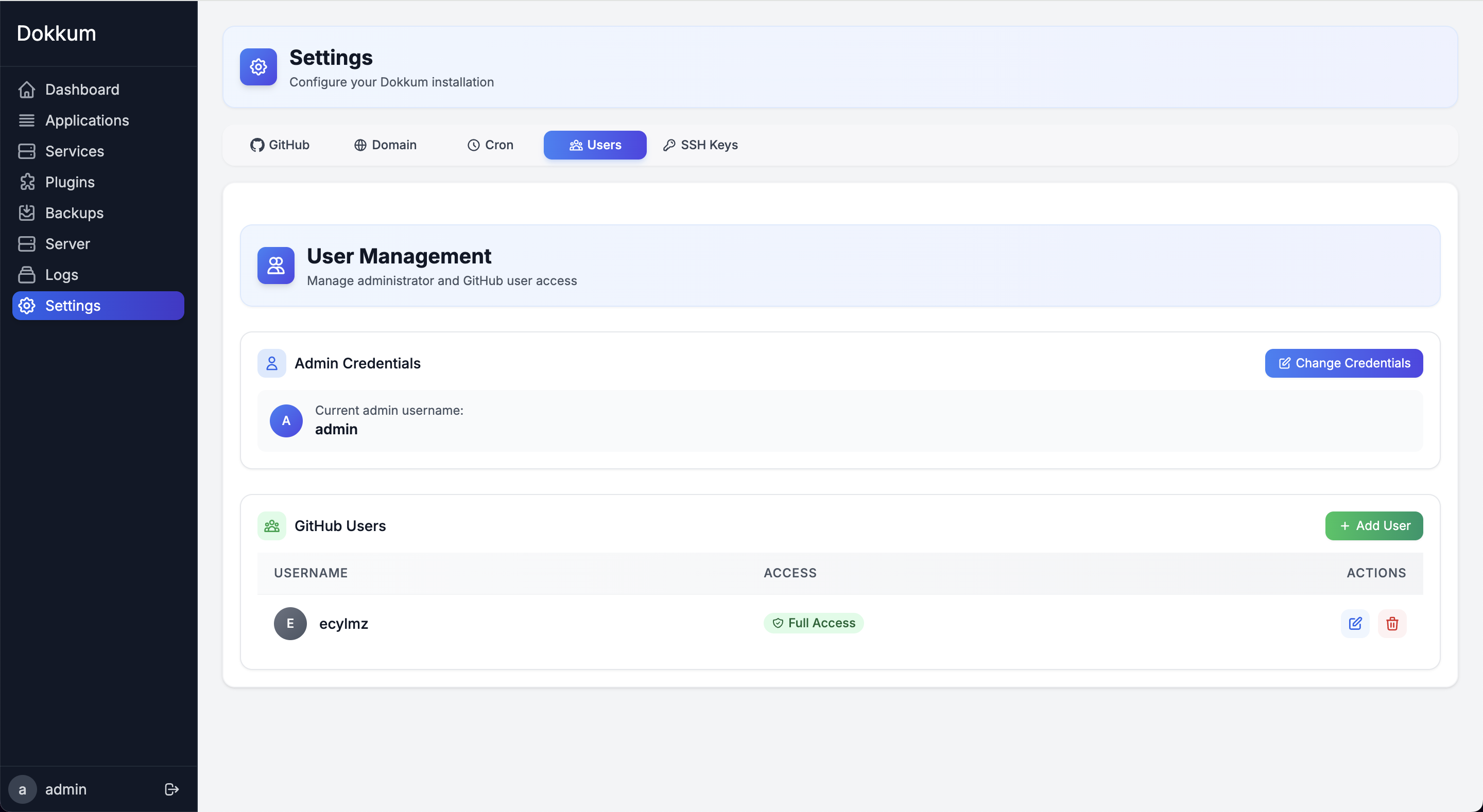 Dokkum User Management